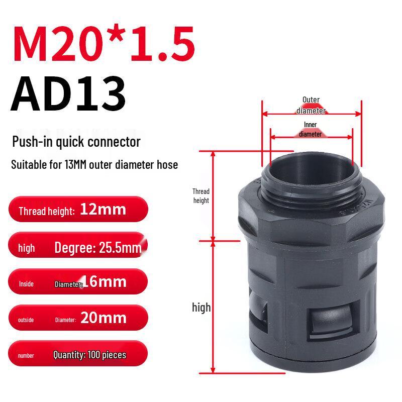 Rongyu AD13 M20x1.5 Straight Plastic Corrugated Pipe Connector
Rongyu AD13 M20x1.5 Straight Plastic Corrugated Pipe Connector