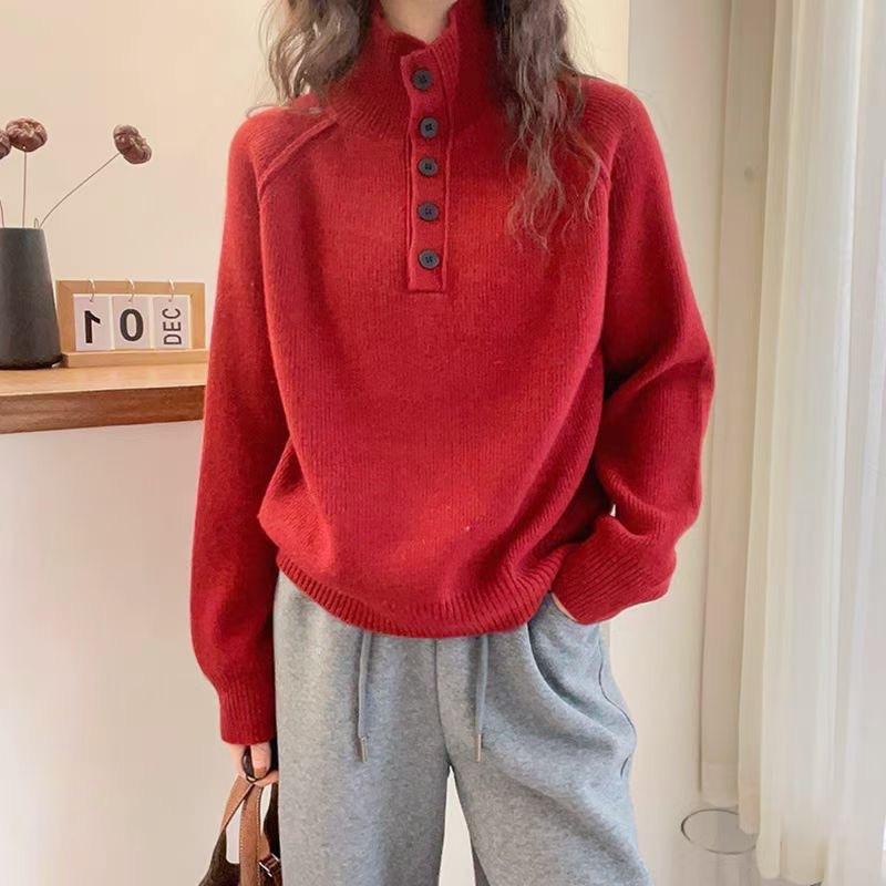 Осень и зима ретро дизайн пуговица стойка воротник свитер женский Япония и Корея ленивый стиль однотонный мягкий восковой вязаный свитер топ верхняя одежда Average size 57-144 красный
Осень и зима ретро дизайн пуговица стойка воротник свитер женский Япония и Корея ленивый стиль однотонный мягкий восковой вязаный свитер топ верхняя одежда Average size 57-144 красный