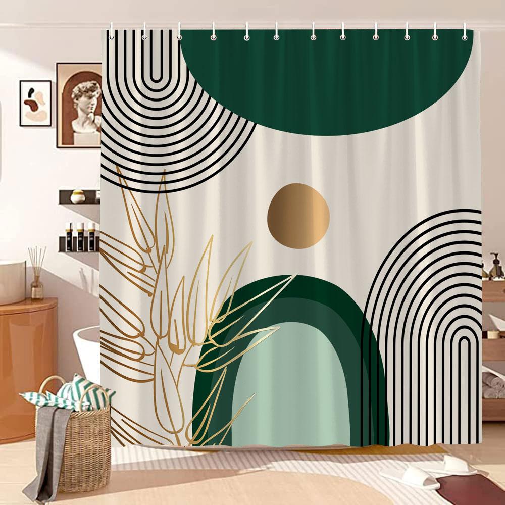 Vintage Mid Century Pattern Shower Curtain Abstract Lines Sun Leaves Bohemian Polyester Shower Curtain Bathroom Decor with Hooks 90x180cm
Vintage Mid Century Pattern Shower Curtain Abstract Lines Sun Leaves Bohemian Polyester Shower Curtain Bathroom Decor with Hooks 90x180cm