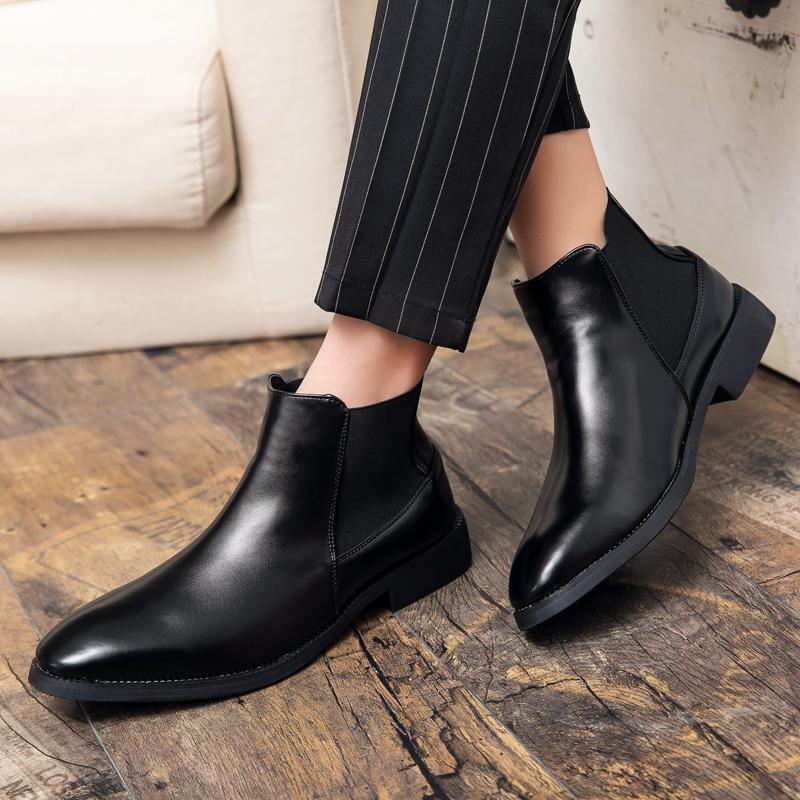 Men Chelsea Motorcycle Casual Boots Brown Leather Demi-season Punk Short Ankle Boots Street Style Boots Plus Size EU:38 чорний
Men Chelsea Motorcycle Casual Boots Brown Leather Demi-season Punk Short Ankle Boots Street Style Boots Plus Size EU:38 чорний