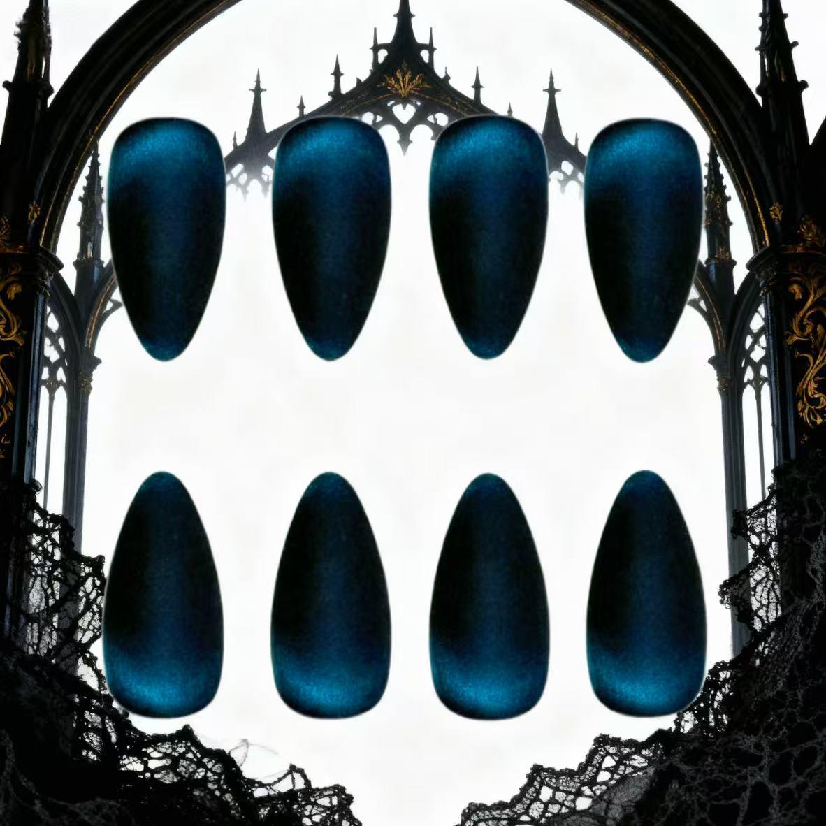 24-Piece Black-Blue Matte Cat Eye Almond Nail Stickers - Autumn/Winter Style
24-Piece Black-Blue Matte Cat Eye Almond Nail Stickers - Autumn/Winter Style