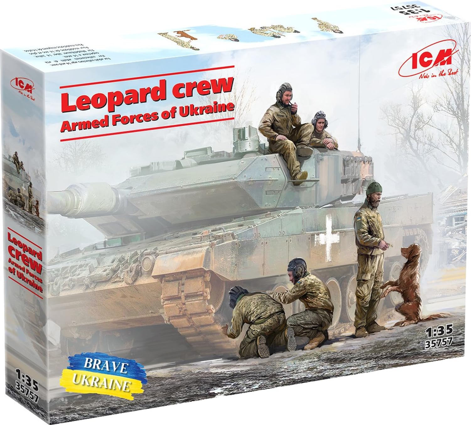ICM 1/35 Ukrainian Leopard Tank Crew Plastic Model 35757 (Human & Animal)
ICM 1/35 Ukrainian Leopard Tank Crew Plastic Model 35757 (Human & Animal)