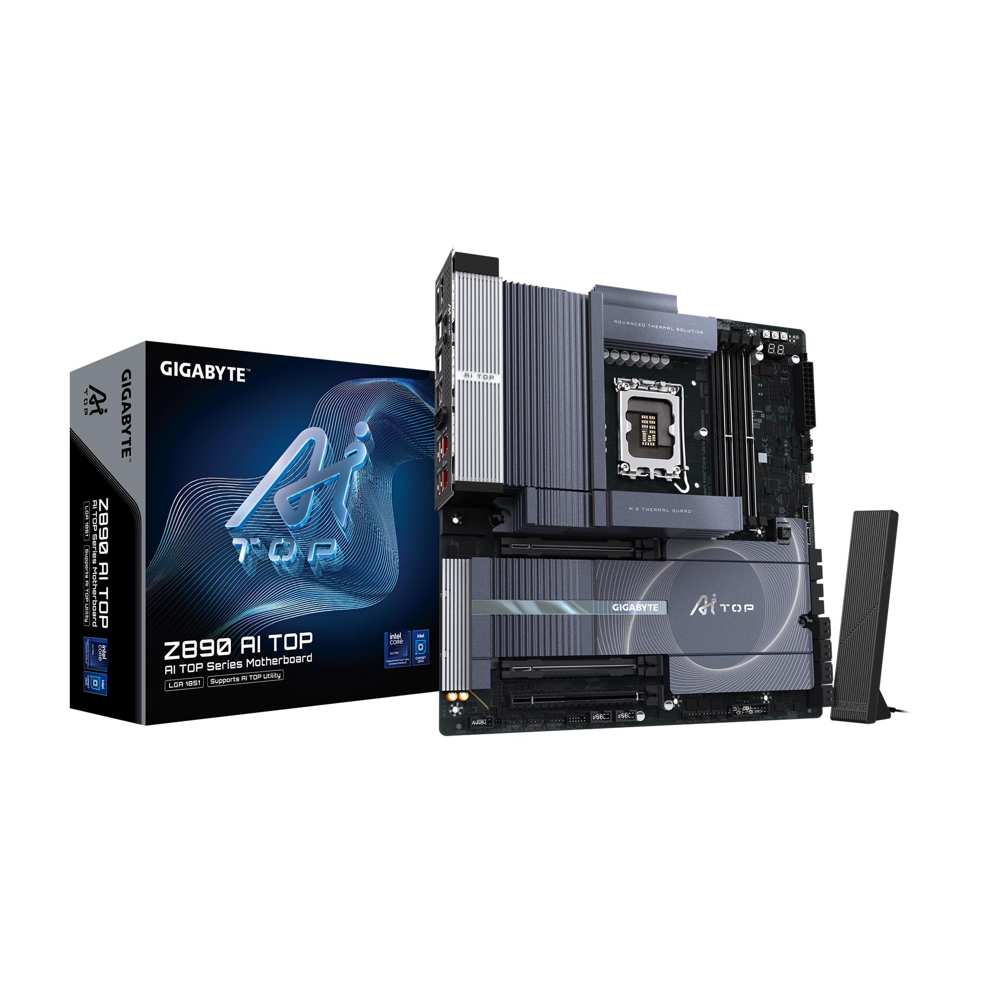 GIGABYTE Z890 AI TOP Материнська плата, сумісна з процесором Intel Core Ultra, Z890 AI TOP MB6638 (Серія2) E-ATX
GIGABYTE Z890 AI TOP Материнська плата, сумісна з процесором Intel Core Ultra, Z890 AI TOP MB6638 (Серія2) E-ATX