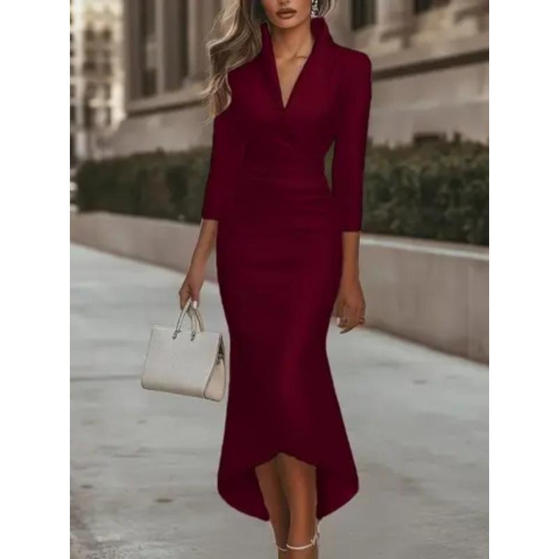 women s Solid Color Satin Wrap V Neck Three Quarter Sleeve High Low Mermaid Bodycon Maxi Dress Formal Party Dress 2XL
women s Solid Color Satin Wrap V Neck Three Quarter Sleeve High Low Mermaid Bodycon Maxi Dress Formal Party Dress 2XL