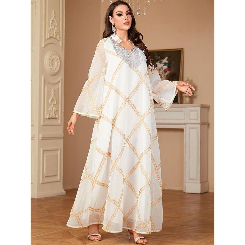 Ближневосточный Новый Amazon Трансграничный Женский Халат Малайский Индонезийский Кисточка Клетчатый Дубай Платье Платье Платья White S
Ближневосточный Новый Amazon Трансграничный Женский Халат Малайский Индонезийский Кисточка Клетчатый Дубай Платье Платье Платья White S