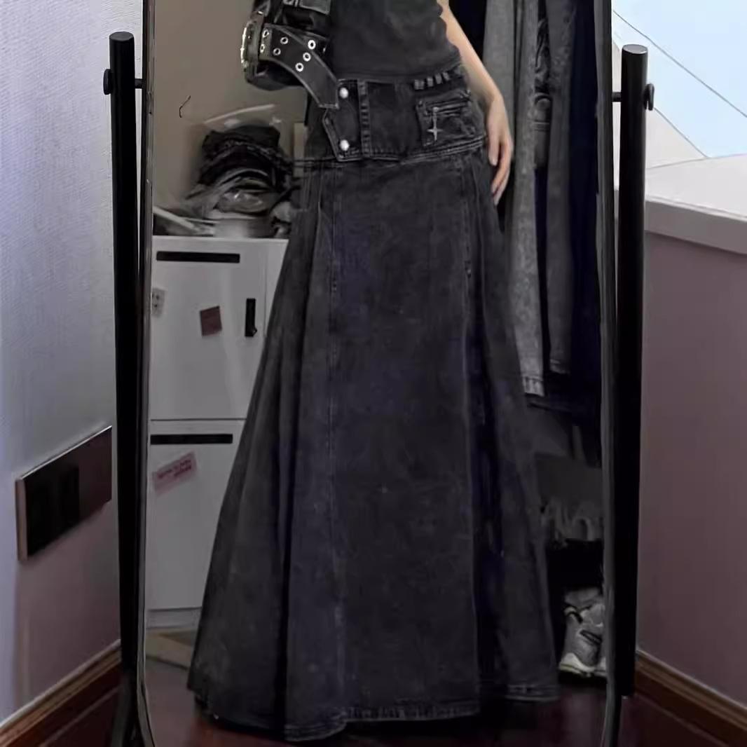 Retro Old Black Denim Skirt for Women In Summer Design Sense Heavy Industry Mid-length Large Skirt Hem Umbrella Skirt S чорний
Retro Old Black Denim Skirt for Women In Summer Design Sense Heavy Industry Mid-length Large Skirt Hem Umbrella Skirt S чорний