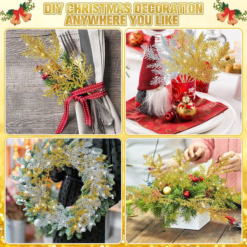 10 шт. DIY Різдвяний декор для вінків Вечірні вази Блискучі штучні соснові гілки Пластик золотий
10 шт. DIY Різдвяний декор для вінків Вечірні вази Блискучі штучні соснові гілки Пластик золотий