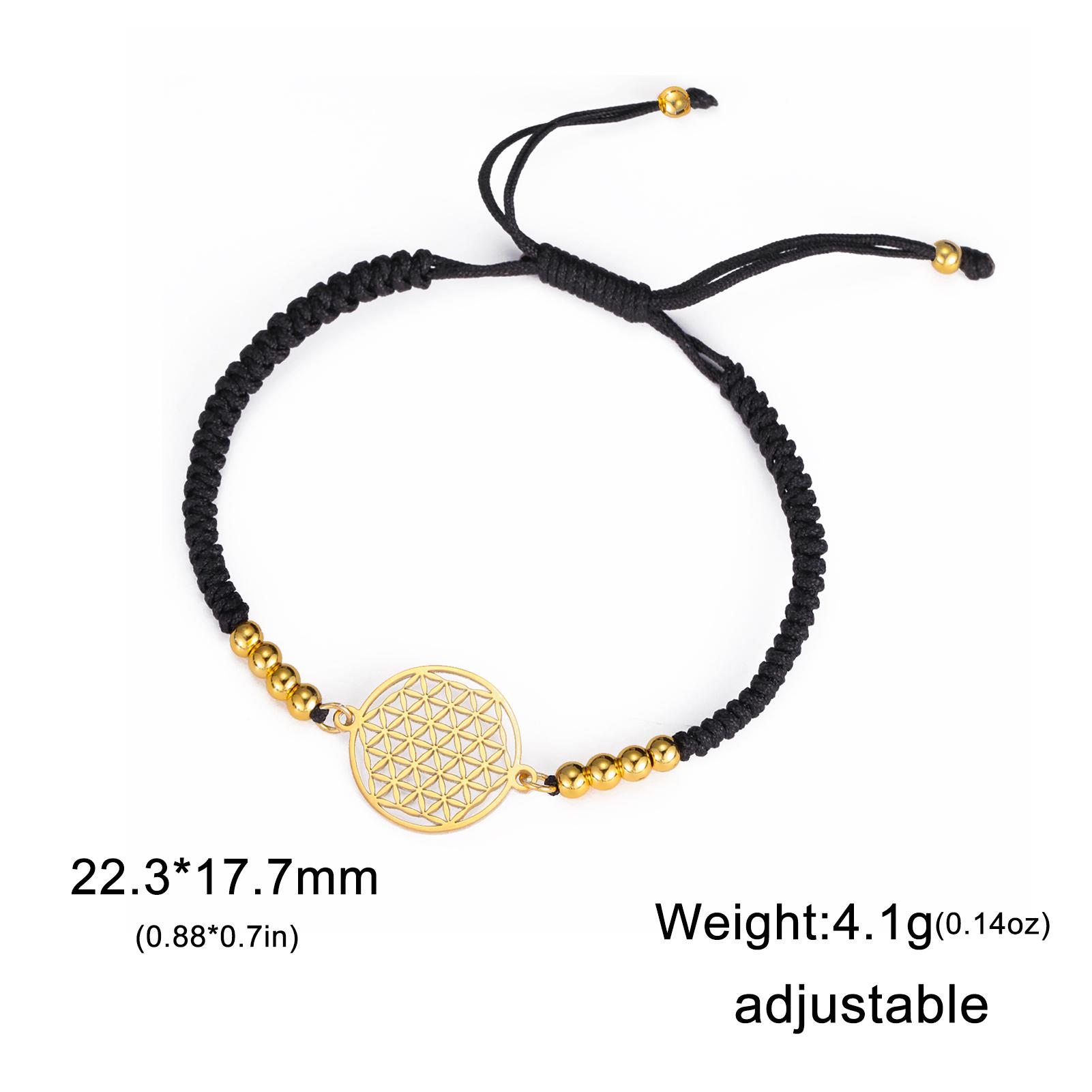 Teamer Flower Of Life Gold Color Charm Bracelet Stainless Steel Hollow Pendant Beaded Rope Chain Amulet Geometric Lucky Jewelry
Teamer Flower Of Life Gold Color Charm Bracelet Stainless Steel Hollow Pendant Beaded Rope Chain Amulet Geometric Lucky Jewelry