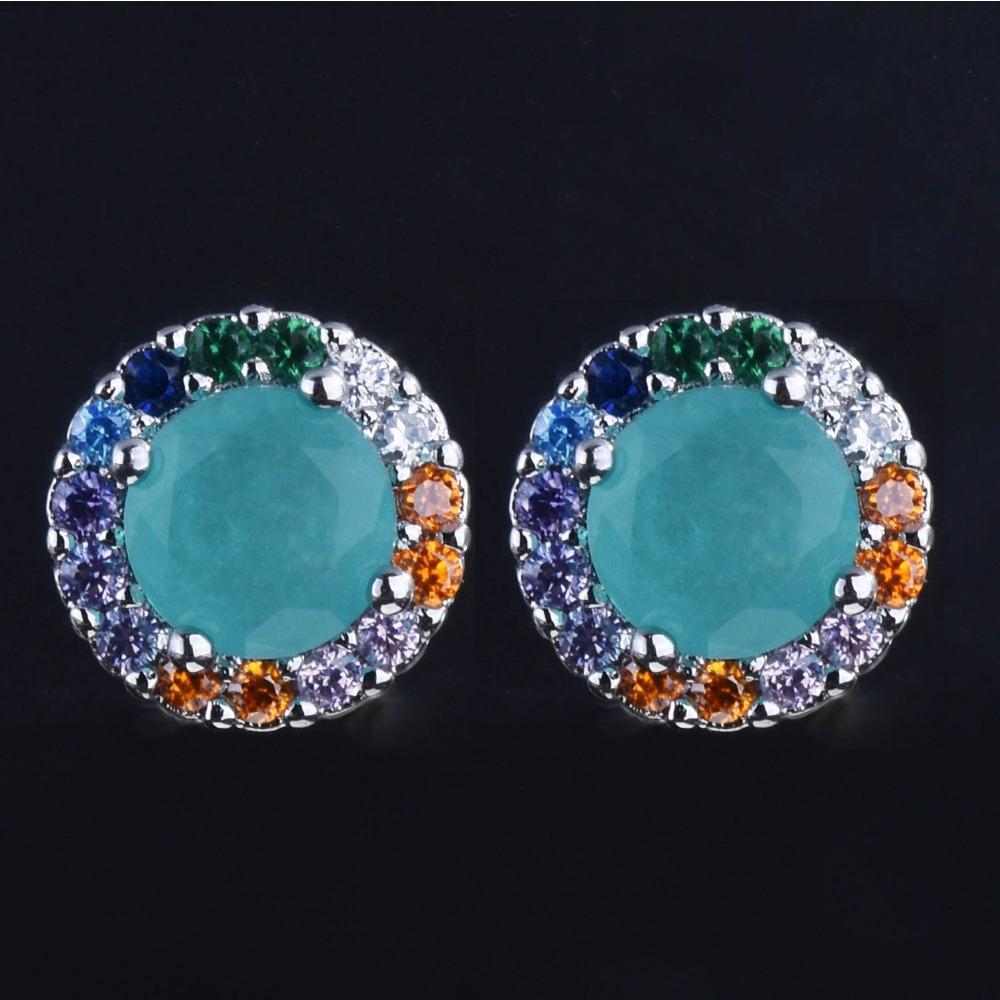 Fashionable Colorful Zircon Earrings Classic 50 Point Round Paraba Stud Earrings Jewelry
Fashionable Colorful Zircon Earrings Classic 50 Point Round Paraba Stud Earrings Jewelry
