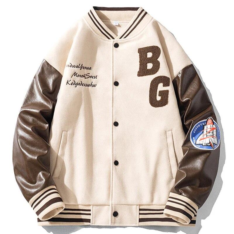 Men Earth Print Brown Bomber Jackets Hip Hop Leather Sleeves Astronaut Pattern Epaulettes Couple Outwear Loose Baseball Uniform
Men Earth Print Brown Bomber Jackets Hip Hop Leather Sleeves Astronaut Pattern Epaulettes Couple Outwear Loose Baseball Uniform