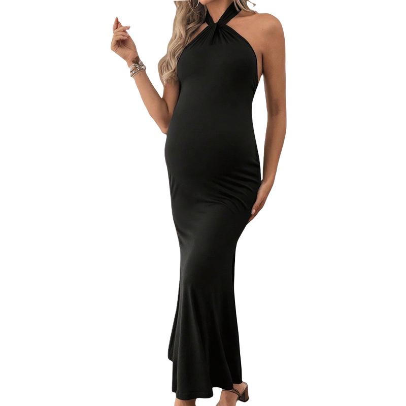 2025 Spring/Summer European-American Slim Fit Maternity Dress – High Slit, Sexy Backless Halter Neck, Long Vacation Style US/EU XL - 371g чёрный
2025 Spring/Summer European-American Slim Fit Maternity Dress – High Slit, Sexy Backless Halter Neck, Long Vacation Style US/EU XL - 371g чёрный