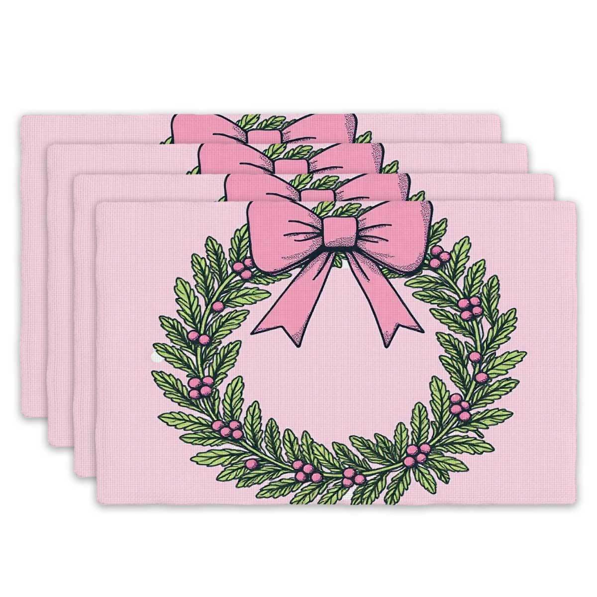4pcs Set, 2D Flat Print Placemats - Pink Bow Wreath Sweet Holiday Decor Rectangular Table Mats (12 x 18 ), Perfect for Festive 30x45cm-4PC
4pcs Set, 2D Flat Print Placemats - Pink Bow Wreath Sweet Holiday Decor Rectangular Table Mats (12 x 18 ), Perfect for Festive 30x45cm-4PC
