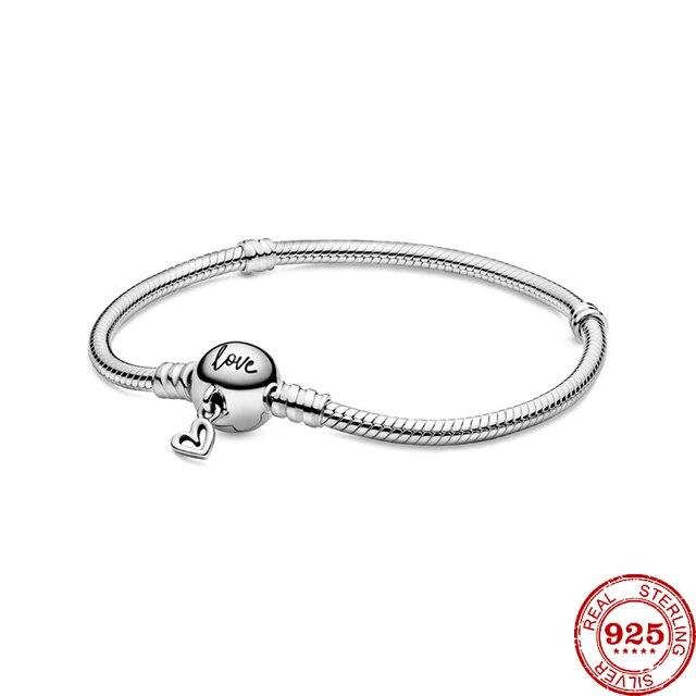 Высокое качество Аутентичные 925 серебро круглый клип змеиная цепочка тонкий браслет подходит для браслетов с подвесками для женщин DIY ювелирных изделий подарки 17cm