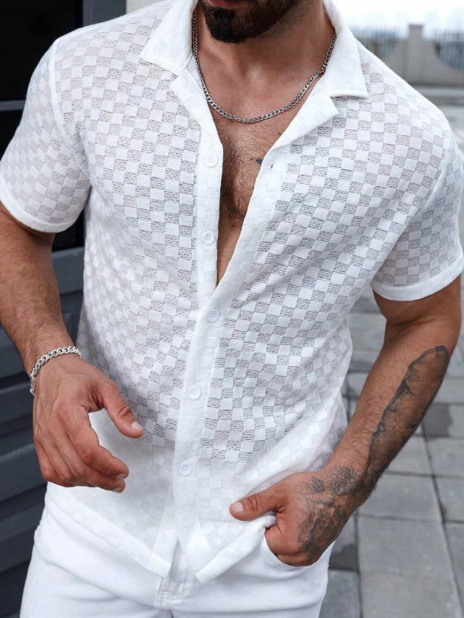 2024 Men s Solid Color Lace Hollow Out Casual Shirt Extra Large білий
2024 Men s Solid Color Lace Hollow Out Casual Shirt Extra Large білий