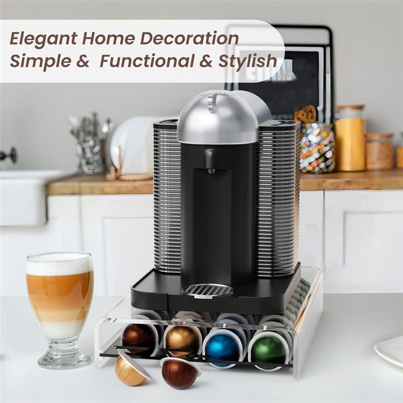 A78E-Для кофемашин Nespresso Vertuo Держатель для капсул Акриловый выдвижной ящик для хранения на 40 кофейных капсул Элегантный органайзер для столешницы прозрачный
A78E-Для кофемашин Nespresso Vertuo Держатель для капсул Акриловый выдвижной ящик для хранения на 40 кофейных капсул Элегантный органайзер для столешницы прозрачный