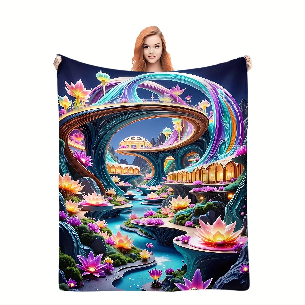 1pc Exquisite Flannel Dreamy for Lotus Fantasy Blanket - Vibrant Multicolor Floral & Lotus Design, Soft All-Season Bedspread for 75x90cm28x35in
1pc Exquisite Flannel Dreamy for Lotus Fantasy Blanket - Vibrant Multicolor Floral & Lotus Design, Soft All-Season Bedspread for 75x90cm28x35in