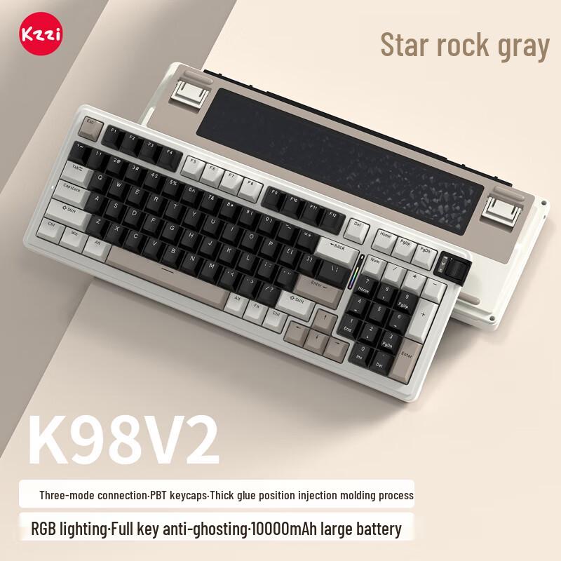 KZZI K98V2 Трирежимна механічна клавіатура на 98 клавіш з прокладкою
KZZI K98V2 Трирежимна механічна клавіатура на 98 клавіш з прокладкою