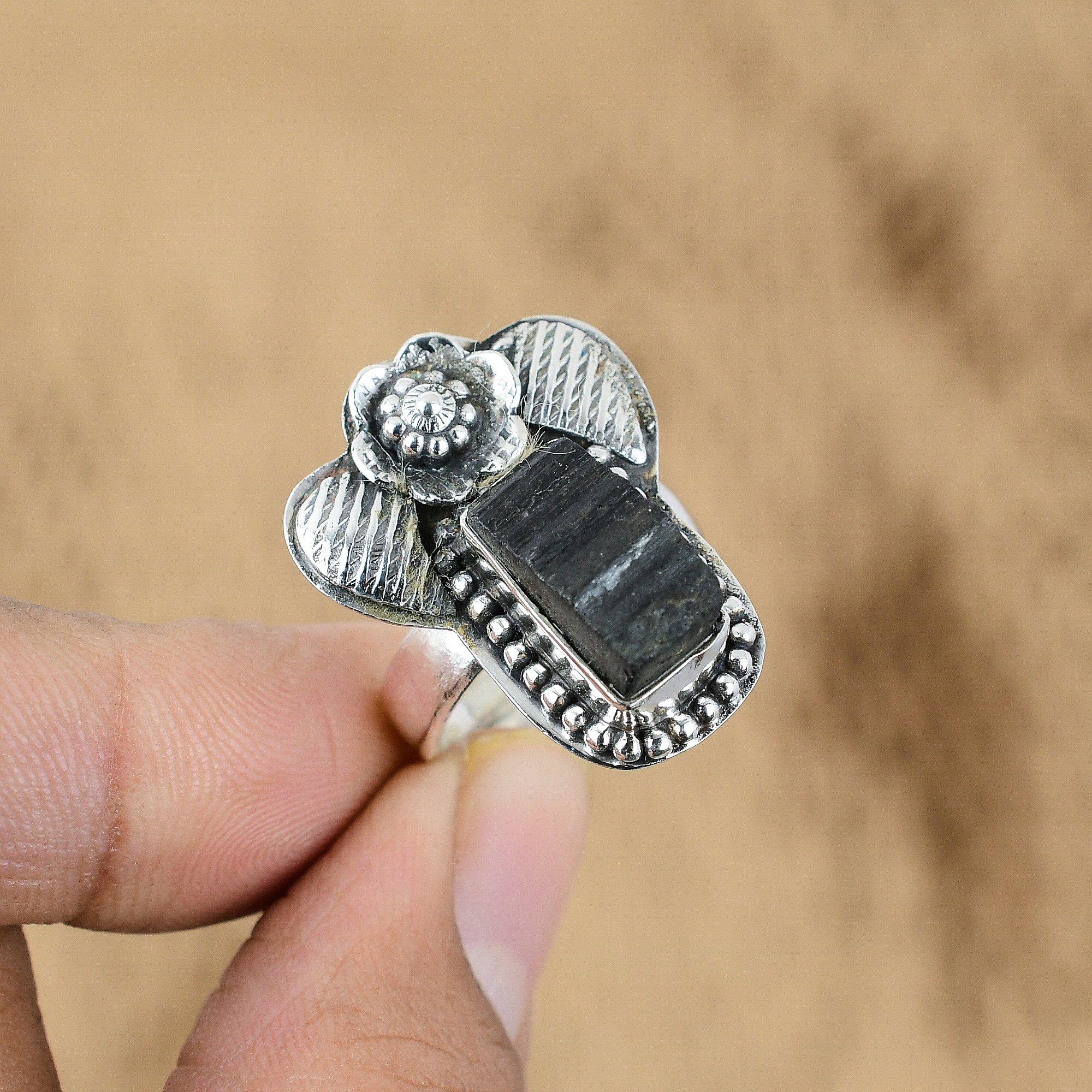 Sterling Silver Black Tourmaline Rough Stone Birthday Promise Flower Trendy Ring Yes
Sterling Silver Black Tourmaline Rough Stone Birthday Promise Flower Trendy Ring Yes