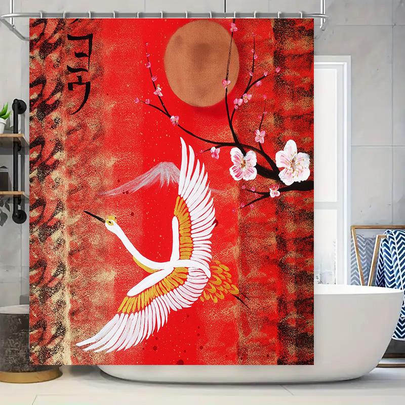 Unique Modern Red Shower Curtain with White Crane Design Perfect for Bathroom Decor 90x180cm
Unique Modern Red Shower Curtain with White Crane Design Perfect for Bathroom Decor 90x180cm