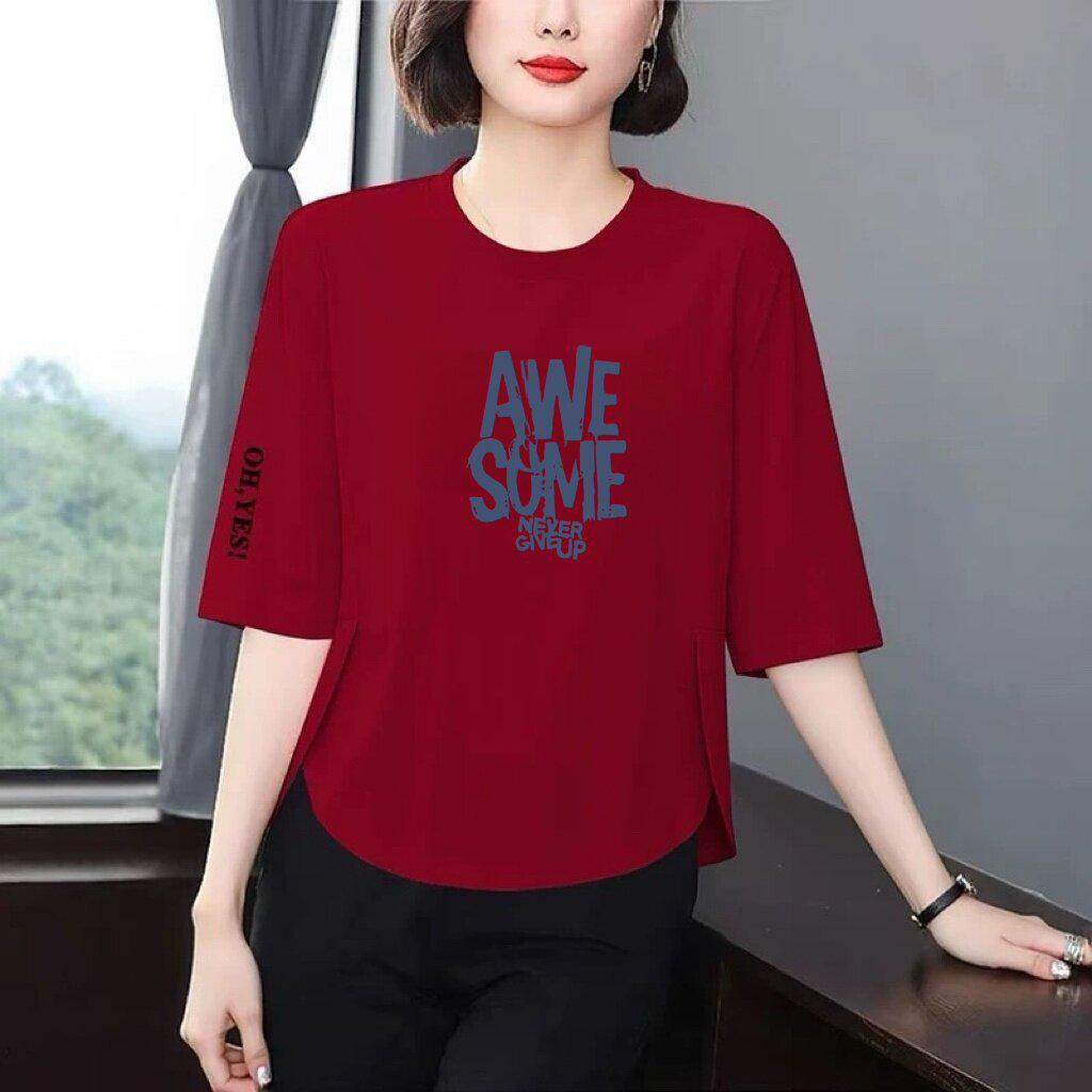 New Arrival: Stylish Three-Quarter Sleeve Letter Print T-shirt for Women – Flattering, Versatile, Age-Defying Middle-Aged Summer Top L
New Arrival: Stylish Three-Quarter Sleeve Letter Print T-shirt for Women – Flattering, Versatile, Age-Defying Middle-Aged Summer Top L