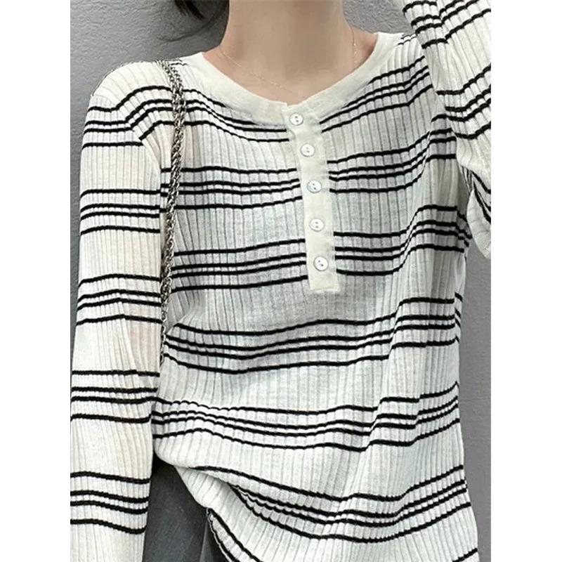 Black and White Striped Sweater for Women Early Autumn Thin Lazy Style Inner Layer Soft Waxy Half Cardigan Trendy Top 2XL білий
Black and White Striped Sweater for Women Early Autumn Thin Lazy Style Inner Layer Soft Waxy Half Cardigan Trendy Top 2XL білий