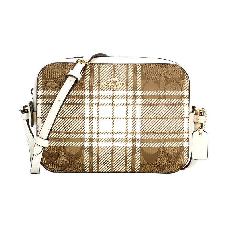 COACH Camera 18 plaid canvas crossbody bag small size women s brown and white color matching білий
COACH Camera 18 plaid canvas crossbody bag small size women s brown and white color matching білий
