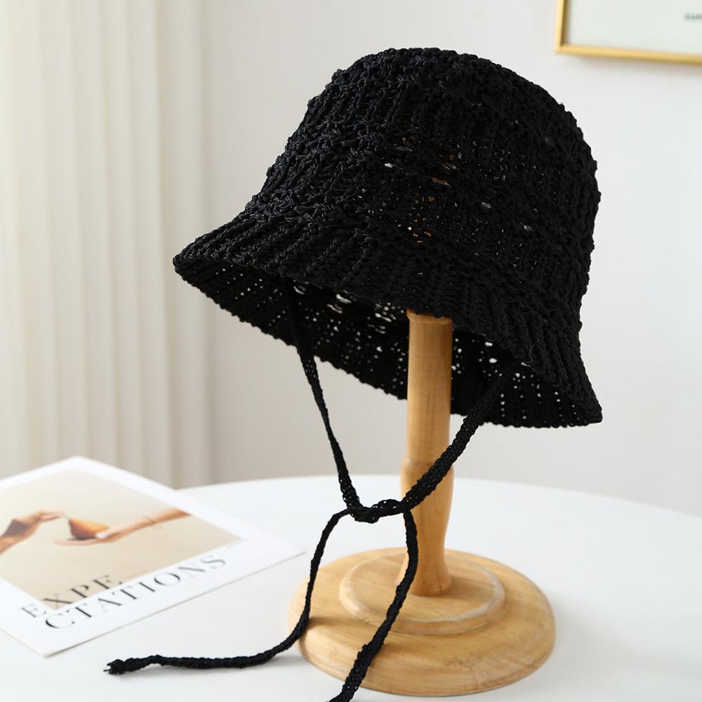 Sweet Korean Bucket Hats Breathable Sunshade Straw Woven Fisherman Hat Beach Binding Hat Versatile Spring Summer Caps чорний
Sweet Korean Bucket Hats Breathable Sunshade Straw Woven Fisherman Hat Beach Binding Hat Versatile Spring Summer Caps чорний