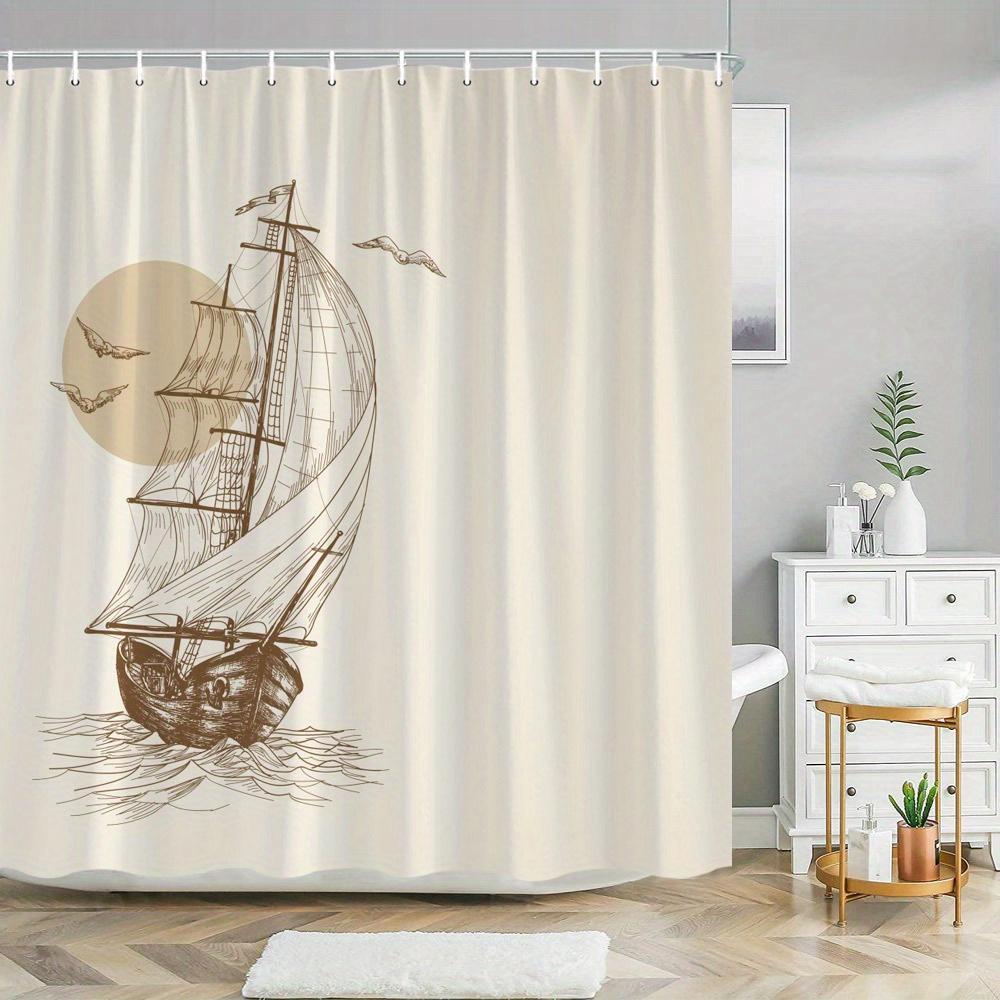 Vintage Nautical Sailing Ship Shower Curtain - Sepia-Toned Three-Mast Design, Billowing Sails, Polyester, 70.8X70.8 Inches W60H190(CM)-1 Pcs
Vintage Nautical Sailing Ship Shower Curtain - Sepia-Toned Three-Mast Design, Billowing Sails, Polyester, 70.8X70.8 Inches W60H190(CM)-1 Pcs