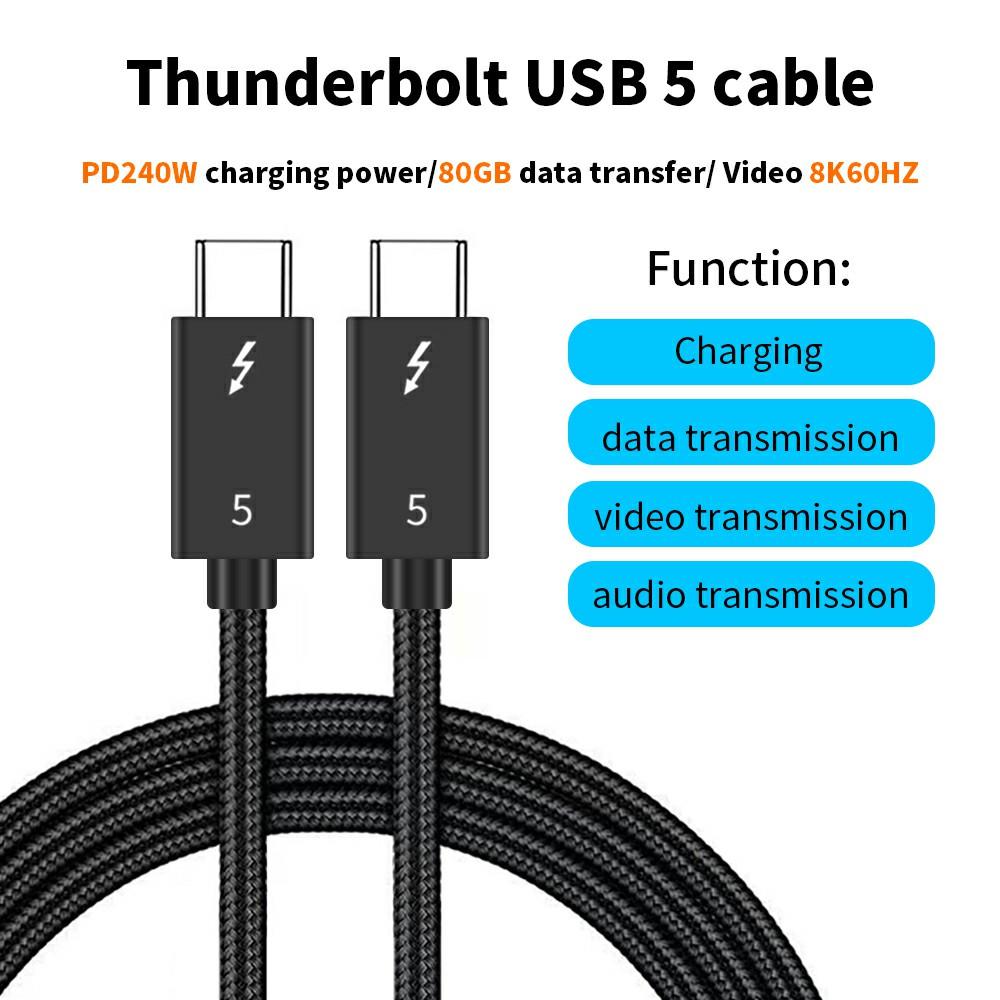 1m Compatible with Thunderbolt USB 5 Cable 80GB Data Transfer 8K 60Hz Video PD 240W Fast Charging Cord As Shown A
1m Compatible with Thunderbolt USB 5 Cable 80GB Data Transfer 8K 60Hz Video PD 240W Fast Charging Cord As Shown A