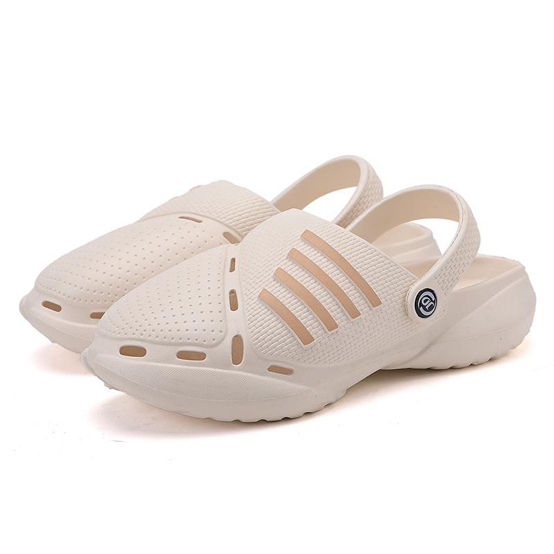 Летние мужские пляжные сандалии, сабо, женские повседневные тапочки, дышащие садовые сандалии, нескользящая обувь цвета морской волны, парная обувь для воды на платформе 44-45 белый