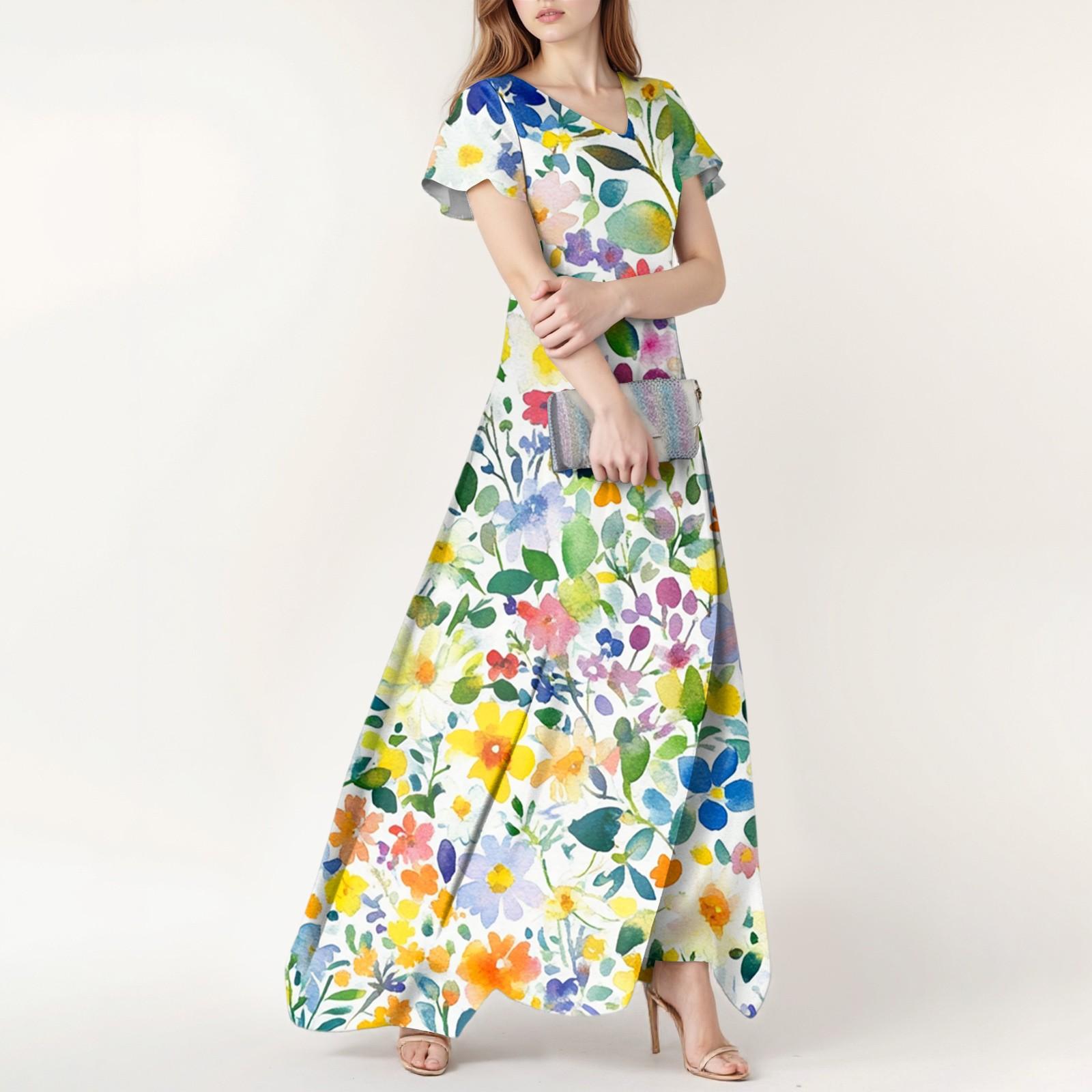 Women s Summer Casual Fashion Floral Print Dress V Neck Short Sleeve Dress XL жовтий
Women s Summer Casual Fashion Floral Print Dress V Neck Short Sleeve Dress XL жовтий