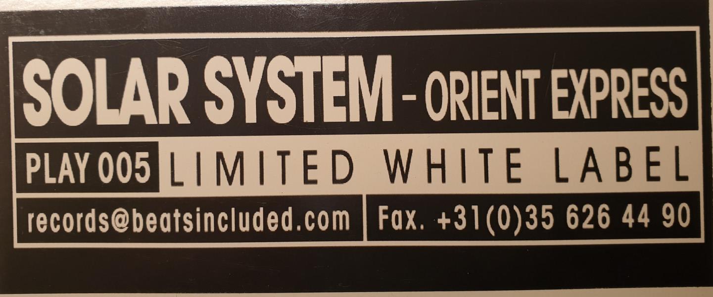12inch Record SOLAR SYSTEM - Oriënt Express PLAY005 Play Vinyl Netherland Dance & Electronica Used
12inch Record SOLAR SYSTEM - Oriënt Express PLAY005 Play Vinyl Netherland Dance & Electronica Used