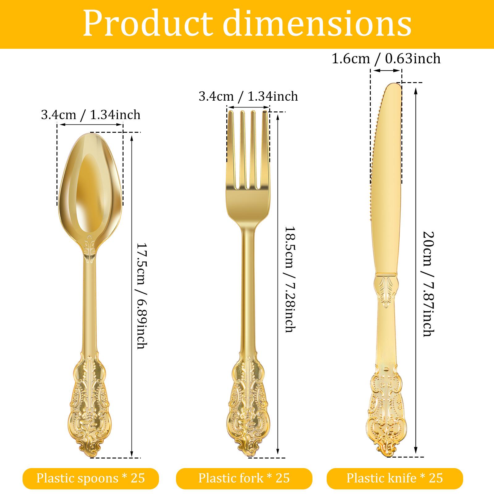 75Pcs Gold Plastic Silverware Cutlery Set Elegant Vintage Design Include Forks Spoons Knives for Weddings Party and Daily Picnic
75Pcs Gold Plastic Silverware Cutlery Set Elegant Vintage Design Include Forks Spoons Knives for Weddings Party and Daily Picnic
