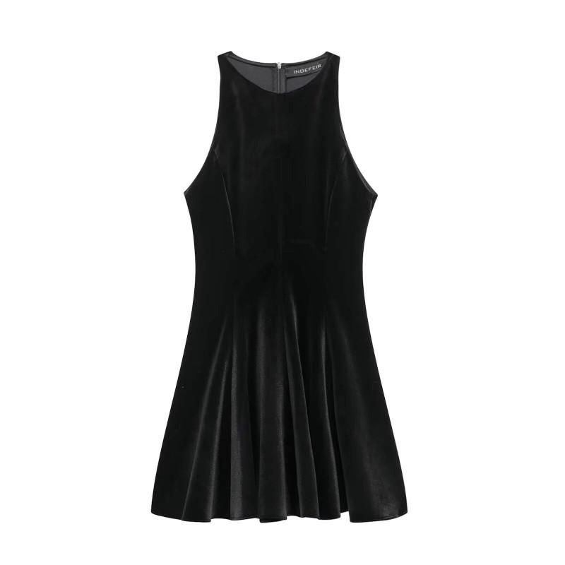 European American Women s Clothing Sleeveless Velvet Wavy Wide Swing Short Dress L чорний
European American Women s Clothing Sleeveless Velvet Wavy Wide Swing Short Dress L чорний