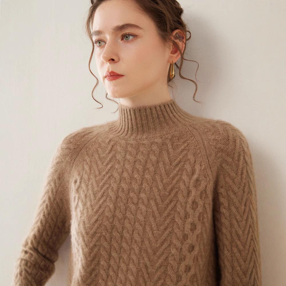 Women s Heavyweight Cashmere Sweater: Autumn-Winter Half-Neck Cable Knit Slim Pullover XL (for 125-135 jin)
Women s Heavyweight Cashmere Sweater: Autumn-Winter Half-Neck Cable Knit Slim Pullover XL (for 125-135 jin)