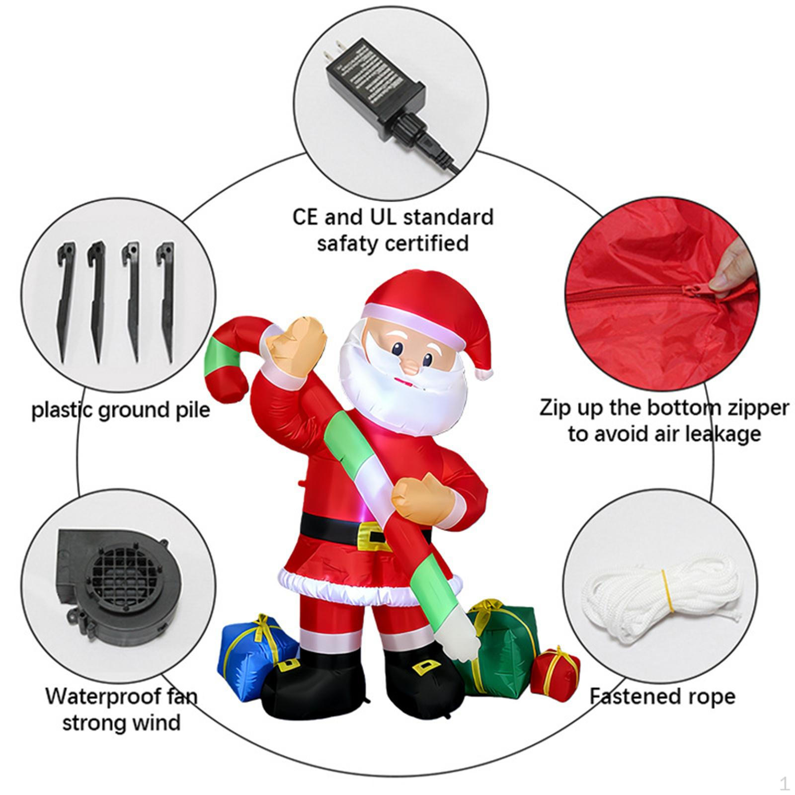 6ft Inflatable Santa LED Holiday Party Decor, Xmas Decor Hold Candy Cane, with Gift Bag for Yard,
6ft Inflatable Santa LED Holiday Party Decor, Xmas Decor Hold Candy Cane, with Gift Bag for Yard,