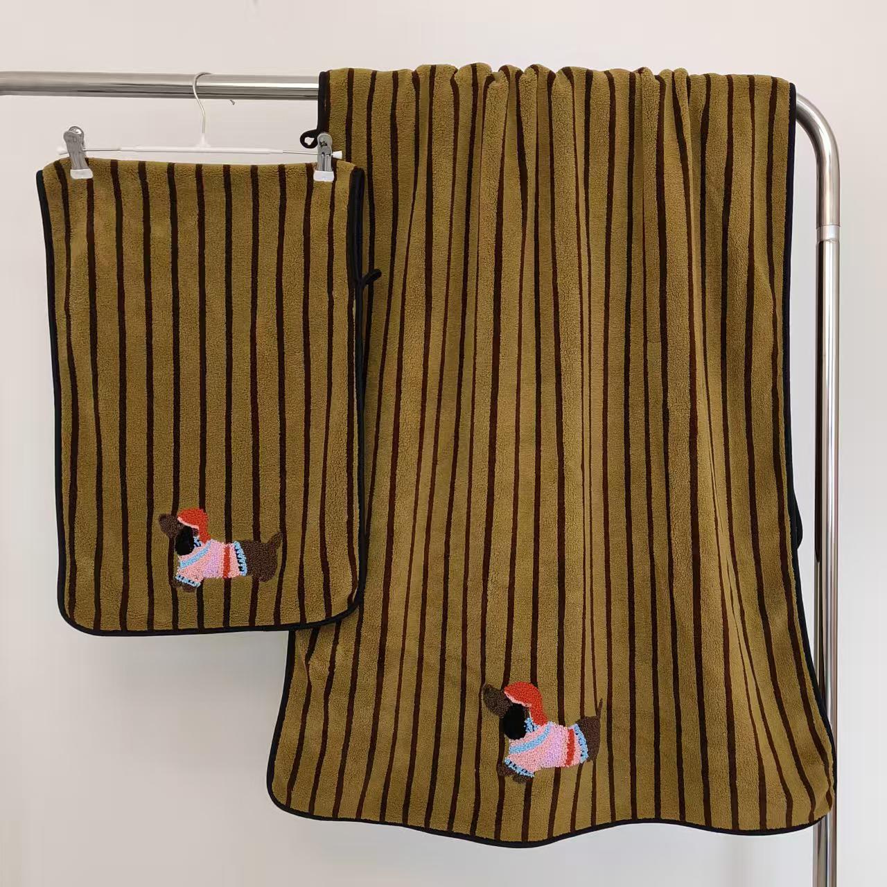 Cartoon Puppy Embroidered Coral Fleece Towel - Soft, Absorbent, Quick-Dry, Striped Bath Towel Towel 35x75
Cartoon Puppy Embroidered Coral Fleece Towel - Soft, Absorbent, Quick-Dry, Striped Bath Towel Towel 35x75