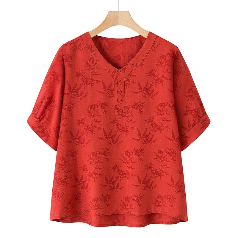 Summer 2025 Chinese Style V-Neck Short-Sleeve Women s T-Shirt 3XL (Suggested 120-135 Jin) червоний
Summer 2025 Chinese Style V-Neck Short-Sleeve Women s T-Shirt 3XL (Suggested 120-135 Jin) червоний