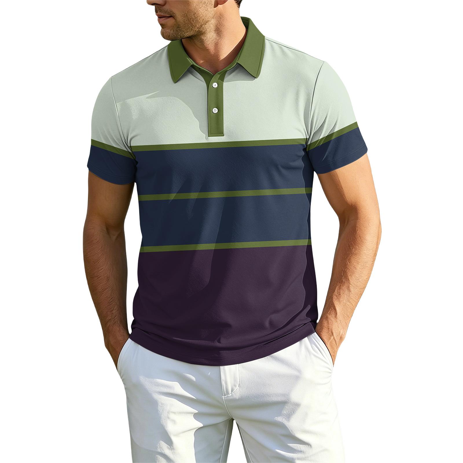 Men Polo Shirt Short Sleeve Classic Fit with Collar and Horizontal Stripe Pattern Button Placket Casual Top M
Men Polo Shirt Short Sleeve Classic Fit with Collar and Horizontal Stripe Pattern Button Placket Casual Top M