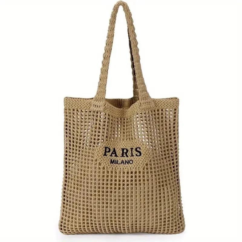 Embroidery Letter Knitted Shoulder Bag Beach Bag, Women s Hundred Hollow Bag Casual Travel Totson Series Beach Bag 32x35.5 cm кавовий
Embroidery Letter Knitted Shoulder Bag Beach Bag, Women s Hundred Hollow Bag Casual Travel Totson Series Beach Bag 32x35.5 cm кавовий