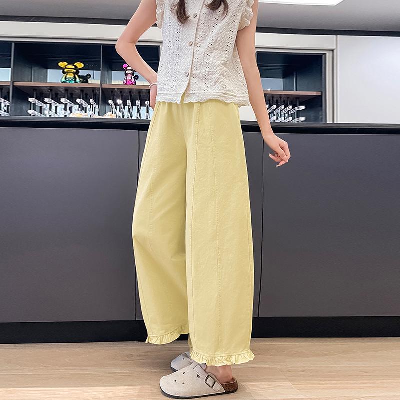 2025 Spring Korean Style Elastic Waist Ruffle Wide Leg Cropped Pants for Women S жовтий
2025 Spring Korean Style Elastic Waist Ruffle Wide Leg Cropped Pants for Women S жовтий