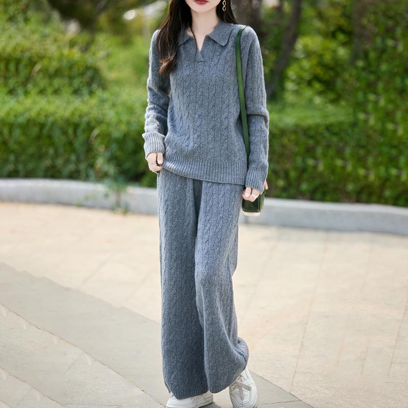 Women s Pure Wool Cable Knit Casual Two-Piece Suit: Half-Open Lapel Sweater & Wide-Leg Long Pants for Autumn and Winter XL темно-сірий
Women s Pure Wool Cable Knit Casual Two-Piece Suit: Half-Open Lapel Sweater & Wide-Leg Long Pants for Autumn and Winter XL темно-сірий
