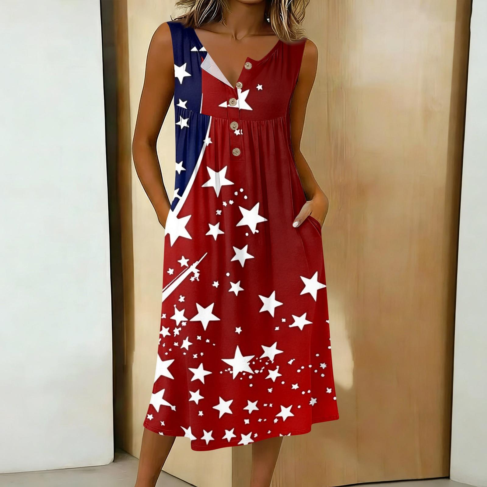 Women’s Sleeveless Button Down Midi Dress with Abstract Star Print Patriotic Theme Casual Relaxed Fit Summer Apparel M винний
Women’s Sleeveless Button Down Midi Dress with Abstract Star Print Patriotic Theme Casual Relaxed Fit Summer Apparel M винний
