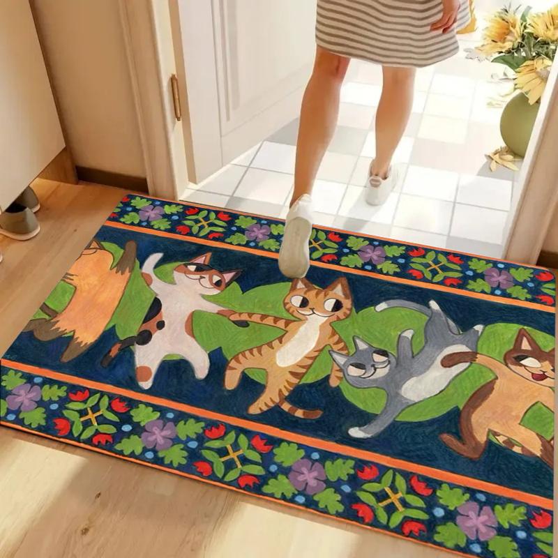 Door Mat Cute Dancing Cartoon Cats Print Bohemian Floral Rug Hallway Kitchen Home Decor Washable Welcome Mat 40cm x 60cm
Door Mat Cute Dancing Cartoon Cats Print Bohemian Floral Rug Hallway Kitchen Home Decor Washable Welcome Mat 40cm x 60cm