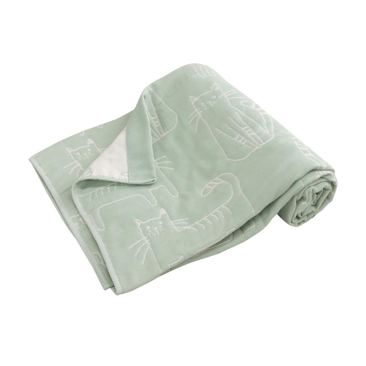 Rivere Марля Полукошка Хлопок Летнее Легкое Плед, Размер, Трехслойная Марля, Принт, Смесовый, Плед, (зеленый)