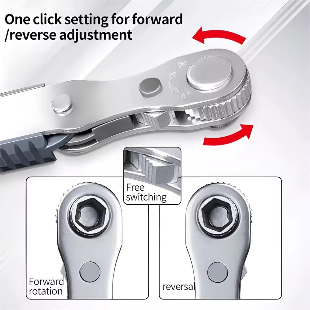 New Multifunctional Bidirectional Forward and Reverse Ratchet Screwdriver Elbow Flat Head Wrench Cross Screwdriver Slotted Tool
New Multifunctional Bidirectional Forward and Reverse Ratchet Screwdriver Elbow Flat Head Wrench Cross Screwdriver Slotted Tool