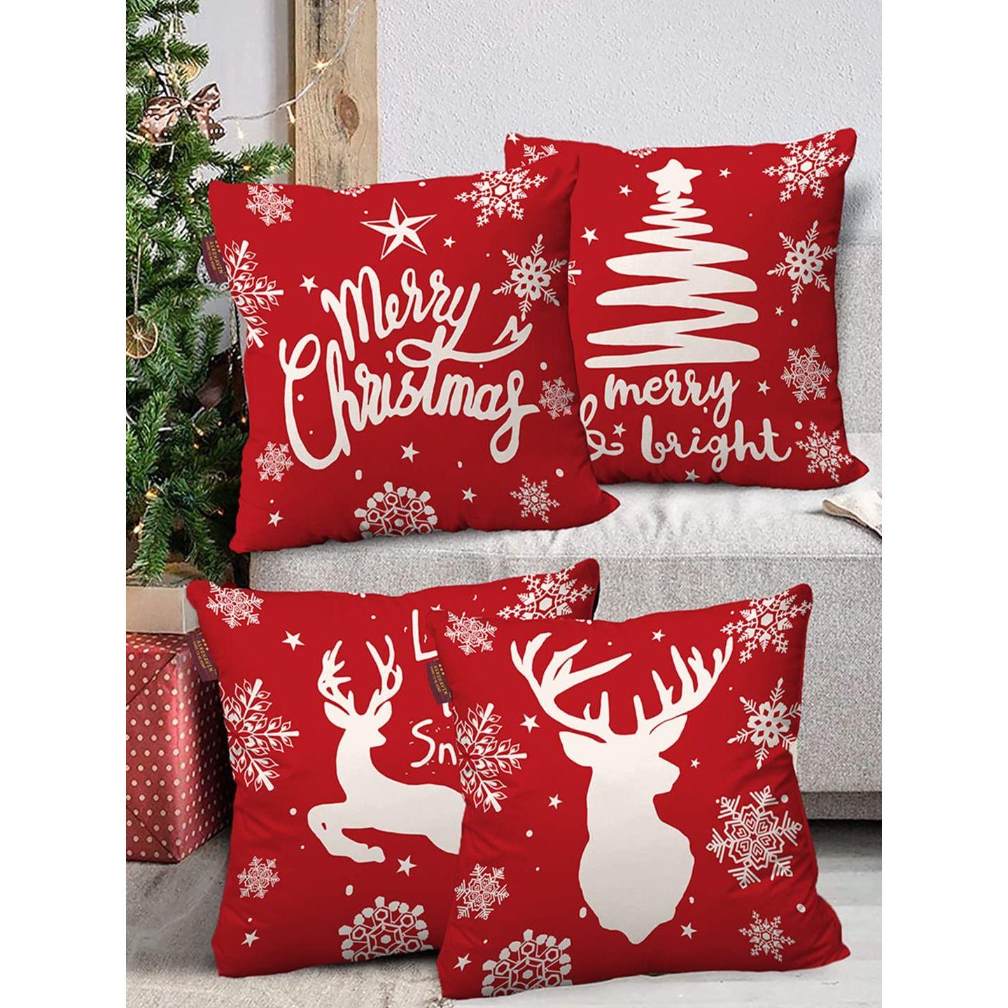 Set of 4 Merry Christmas Decorative Throw Pillow/Cushion Covers - (18 X 18 INCH, Red)
Set of 4 Merry Christmas Decorative Throw Pillow/Cushion Covers - (18 X 18 INCH, Red)