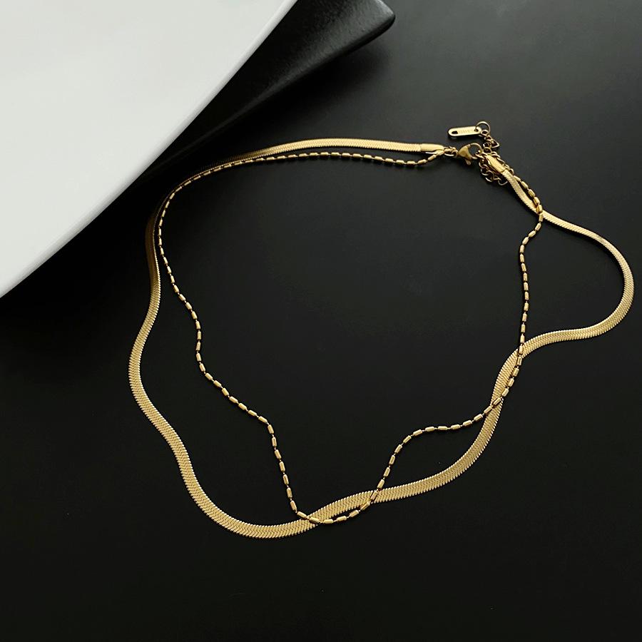 Titanium Steel Non-Fading Double Layer Snake Chain Necklace - Women s Summer Choker and Clavicle Accessory
Titanium Steel Non-Fading Double Layer Snake Chain Necklace - Women s Summer Choker and Clavicle Accessory