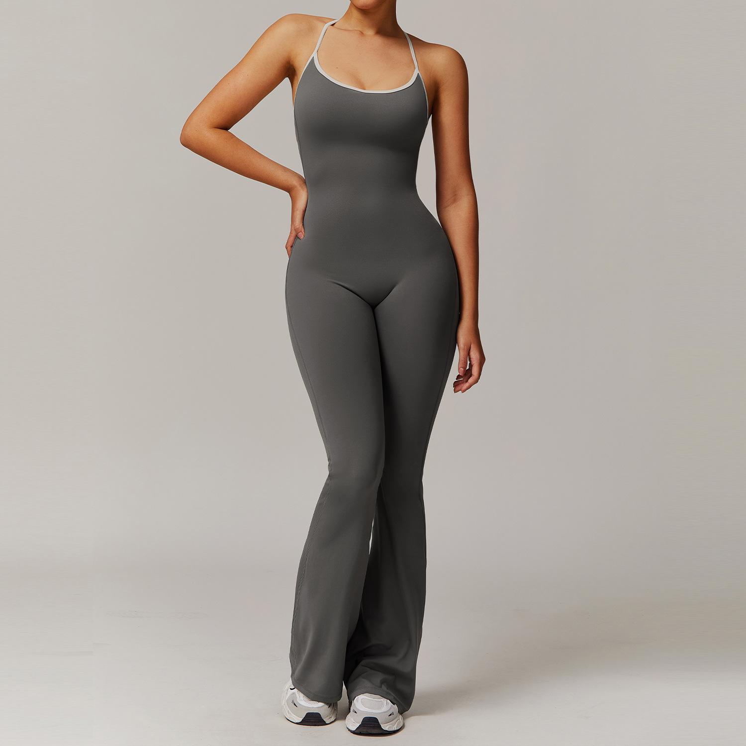 European & American Cross Back Yoga Bodysuit with Ruched Micro Flare Fitness Bell Bottoms Extra Large
European & American Cross Back Yoga Bodysuit with Ruched Micro Flare Fitness Bell Bottoms Extra Large