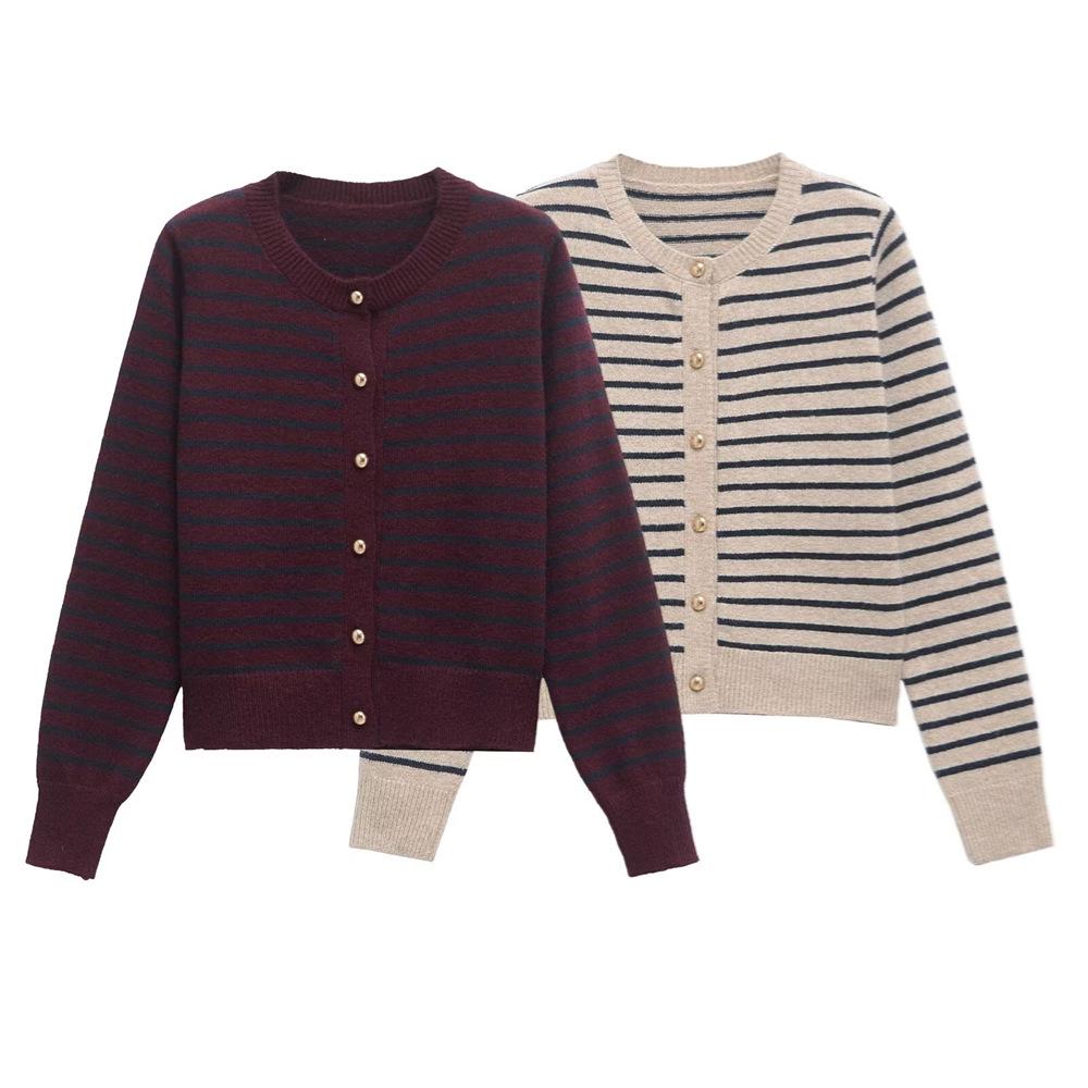 2025 Spring Women s Striped Knit Cardigan: Long-Sleeve, Round Neck, Simple Print Fashion S
2025 Spring Women s Striped Knit Cardigan: Long-Sleeve, Round Neck, Simple Print Fashion S